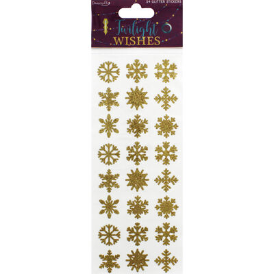Twilight Wishes Gold Glitter Snowflake Stickers Pack of 24 image number 1