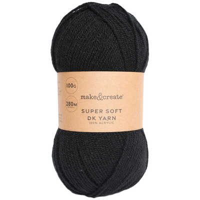 DK Acrylic Yarn: Black 100g image number 1
