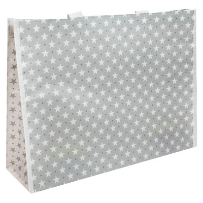 Grey and White Stars Reusable Shopping Bag image number 1