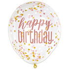 Rose Gold Happy Birthday Confetti Balloons: Pack of 6 image number 1