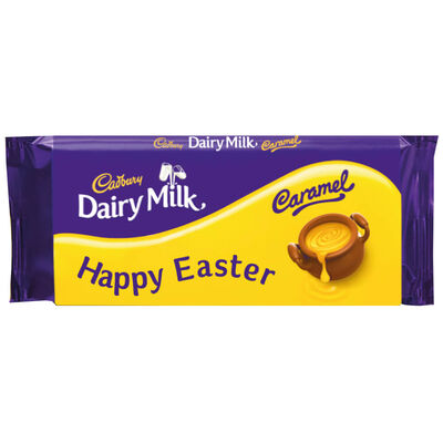 Cadbury Dairy Milk Caramel Chocolate Bar 120g – Happy Easter image number 1