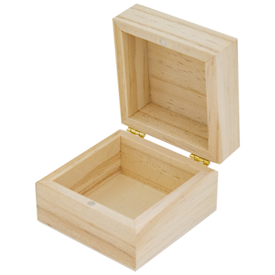 Small Square Hinged Wooden Box: 7 x 7 x 5cm image number 2