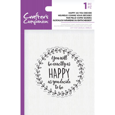 Crafters Companion Clear Acrylic Stamp - Happy As You Decide image number 1
