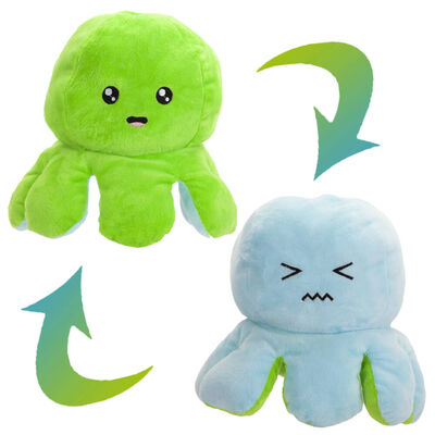 Large Reversible Squid Plush Toy: Blue & Green image number 2