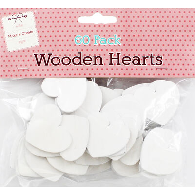 White Wooden Hearts - 60 Pack image number 1