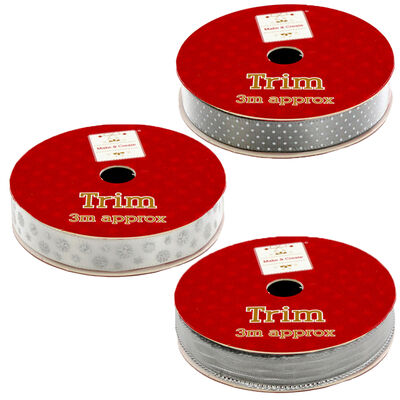 3m Christmas Ribbon Trim: Assorted image number 3