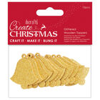 Glittered Gold Bells Wooden Toppers: Pack of 12 image number 1