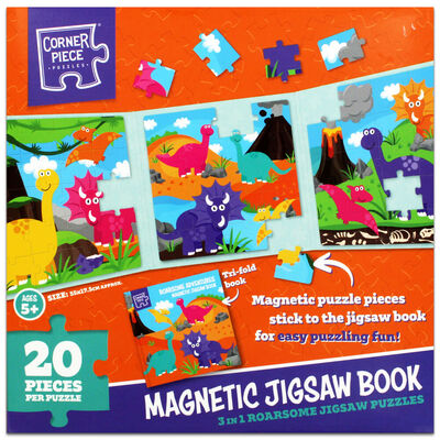 Dinosaur 3 in 1 Magnetic Jigsaw Puzzle Book image number 1