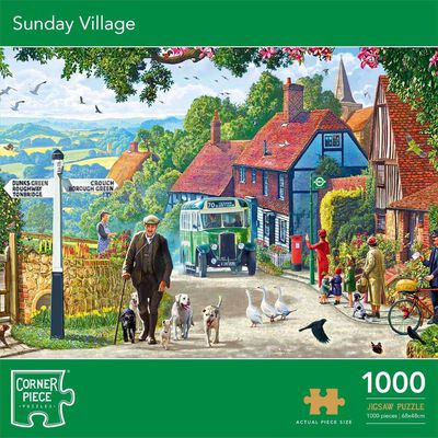Sunday Village 1000 Piece Jigsaw Puzzle image number 1