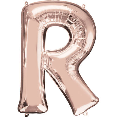 34 Inch Light Rose Gold Letter R Helium Balloon image number 1