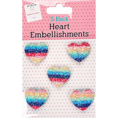 Rainbow Heart Embellishments: Pack of 5 image number 1
