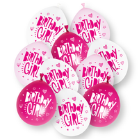 9 Inch Birthday Girl Latex Balloons: Pack of 10