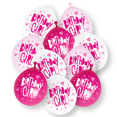 9 Inch Birthday Girl Latex Balloons: Pack of 10 image number 2