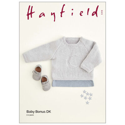 Hayfield Baby Bonus DK: Crescent Moon Sweater Knitting Pattern 5418 image number 1