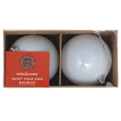 Christmas Paint Your Own White Baubles: Pack of 2 image number 2
