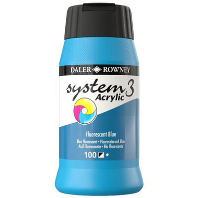 System 3 Acrylic Paint: Fluorescent Blue 500ml image number 1