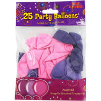 Pink and Purple Party Balloons: Pack Of 25