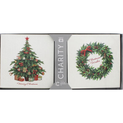 Cancer Research UK Charity Christmas Cards White Glitter - Twin Pack Of 12 image number 1