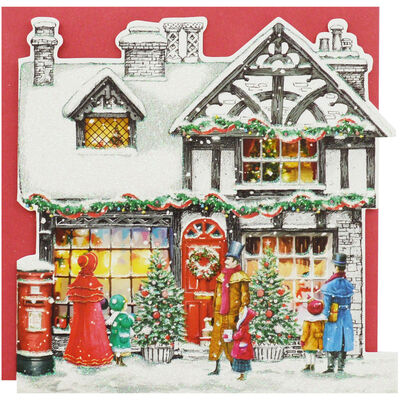 Festive House Shaped Premium Christmas Cards: Pack Of 10 image number 1