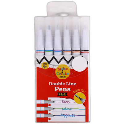 Double Line Pens: Pack of 6 image number 1