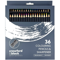Crawford & Black Colouring Pencils & Sharpener: Pack of 36