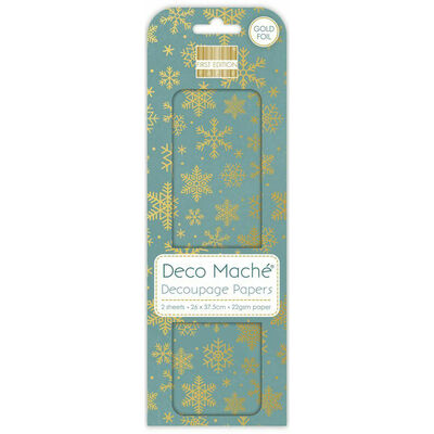 Gold Foil Snowflakes Decoupage Papers - 3 Sheets image number 1
