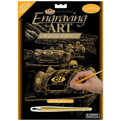 A4 Engraving Art: Nostalgic Race Cars image number 1