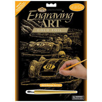 A4 Engraving Art Set: Nostalgic Race Cars