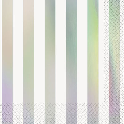 Iridescent Foil Stripe Paper Napkins - 16 Pack image number 1