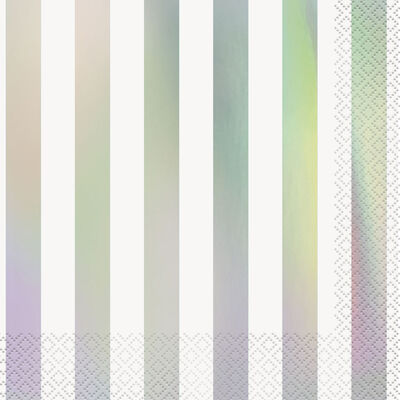 Iridescent Foil Stripe Paper Napkins - 16 Pack image number 1