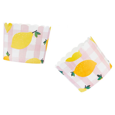 Gingham & Lemon Paper Food Cups: Pack of 12 image number 1