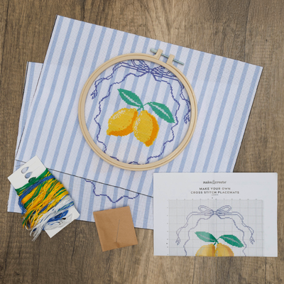 Bella Vita Make Your Own Cross Stitch Placemats Kit: Lemon image number 2