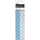 Blue White Dot Paper Straws - 10 Pack image number 1