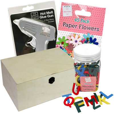 Easter Decorate Your Own Wooden Box: 35 x 25 x 17cm Bundle image number 1