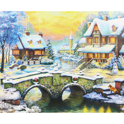 Stone Bridge To The Winter Estate 1000 Piece Jigsaw Puzzle image number 2
