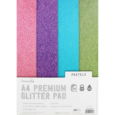 Dovecraft Glitter Card A4 Pad - Pastels - 24 Sheets image number 1
