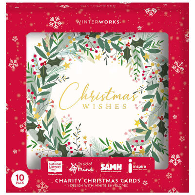 Charity Floral Wreath Christmas Cards: Pack of 10 image number 1
