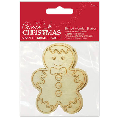 Gingerbread Etched Wooden Shapes: Pack of 2 image number 1