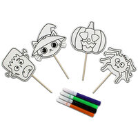 Colour Your Own Halloween Stick Characters: Pack of 4