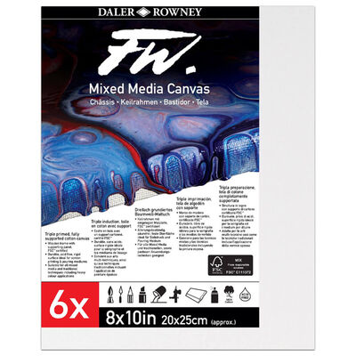 Daler Rowney Mixed Media Canvases 8 x 10 Inches: Pack of 6 image number 1