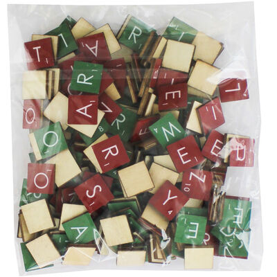 Red and Green Wooden Letter Tiles - 200 Bundle Pack image number 1