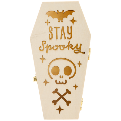 Die Cut Stay Spooky Wooden Coffin image number 3