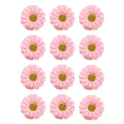 Pink Paper Flower Stickers - 12 Pack image number 2