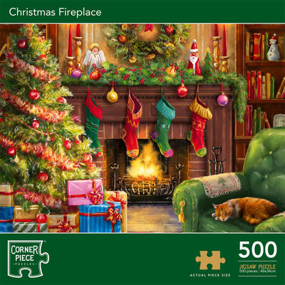 Christmas Fireplace 500 Piece Jigsaw Puzzle image number 1