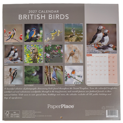 British Birds Square Calendar and A5 Diary Set 2027 image number 3