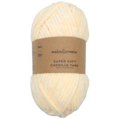 Super Soft Chenille Acrylic Yarn: Cream image number 1