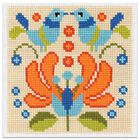 Folk Art Mini Cross Stitch Kit: Blossom & Bird Tile image number 1