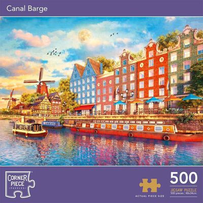 Cottage in the Woods 1000 Piece & Canal Barge 500 Piece Jigsaw Puzzle with Portapuzzle Standard Jigsaw Accessory Bundle image number 2