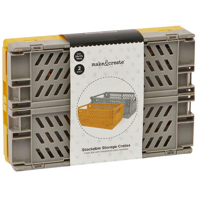 Grey & Mustard Stackable Storage Crates: Pack of 2 image number 2