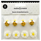 Resin Daisy and Bee Embellishments: Pack of 8 image number 1